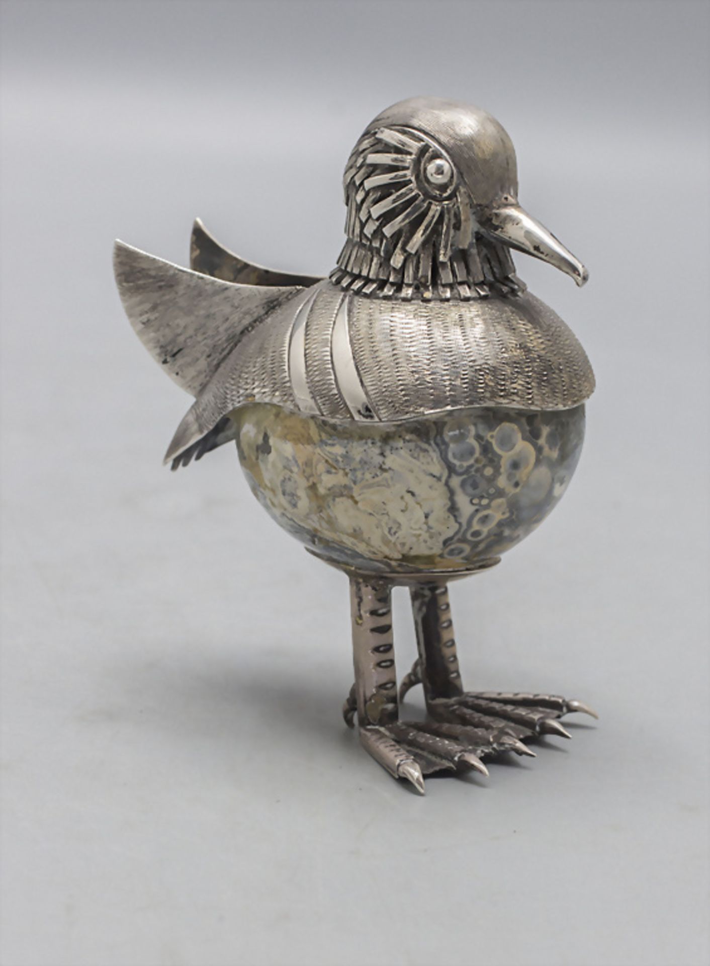 Vogelfigur / A vintage Sterling silver and stone figurine of a bird, Südamerika, 20. Jh.