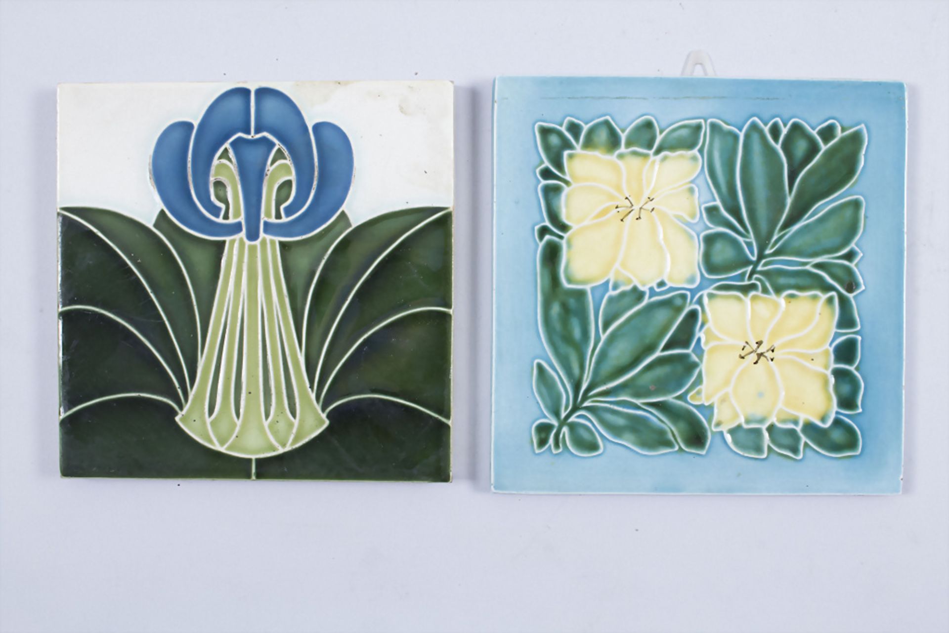 Konvolut 11 Jugendstil Fliesen / A set of 11 Art Nouveau tiles, um 1900 - Bild 2 aus 6