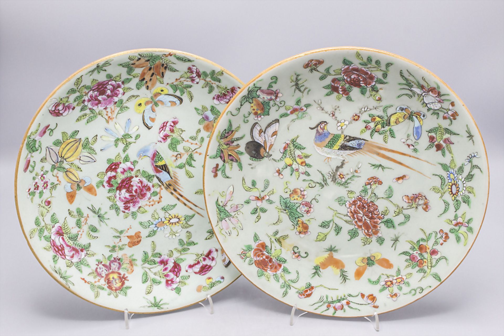 Paar Teller / Two porcelain plates, China, Qing Dynastie (1644-1911), 19. Jh.