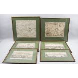 Konvolut 6 historische Karten und Stadtansichten / A collection of 6 historical maps and city ...