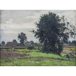 Unbekannter Künstler Ende des 19. / Anfang 20. Jh., 'Landschaft mit Bauernhäusern' / ...