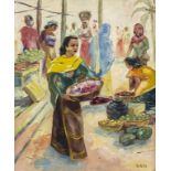 Monogrammist 'Rokamo', 'Auf dem Markt' / 'At the market', Indonesien, 20. Jh.