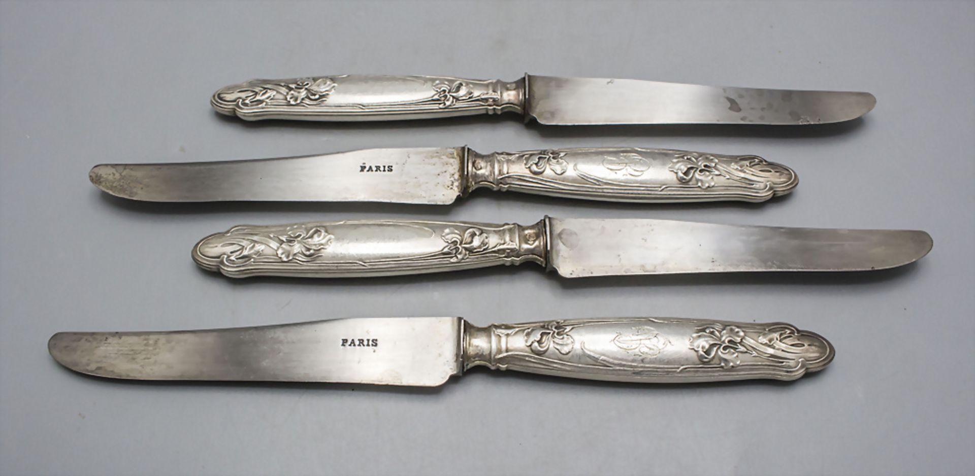 10 Jugendstil Messer mit Schwertlilien / 10 Art Nouveau silver knives with lilies, Louis ... - Bild 2 aus 6