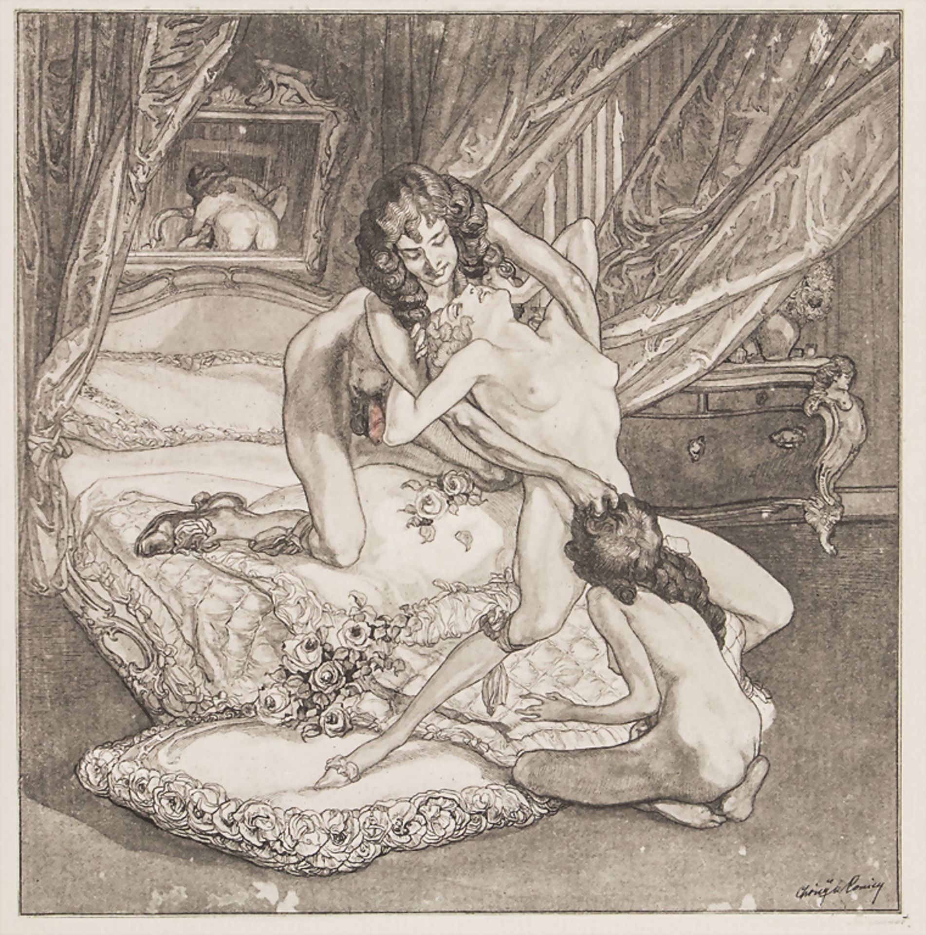 Franz VON BAYROS (1866-1924), Konvolut 6 erotische Grafiken / A collection of six erotic ... - Image 4 of 9