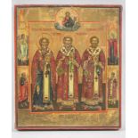 Ikone mit Gottvater und Heiligen / An icon with God Father and Saints, Russland, 19. Jh.