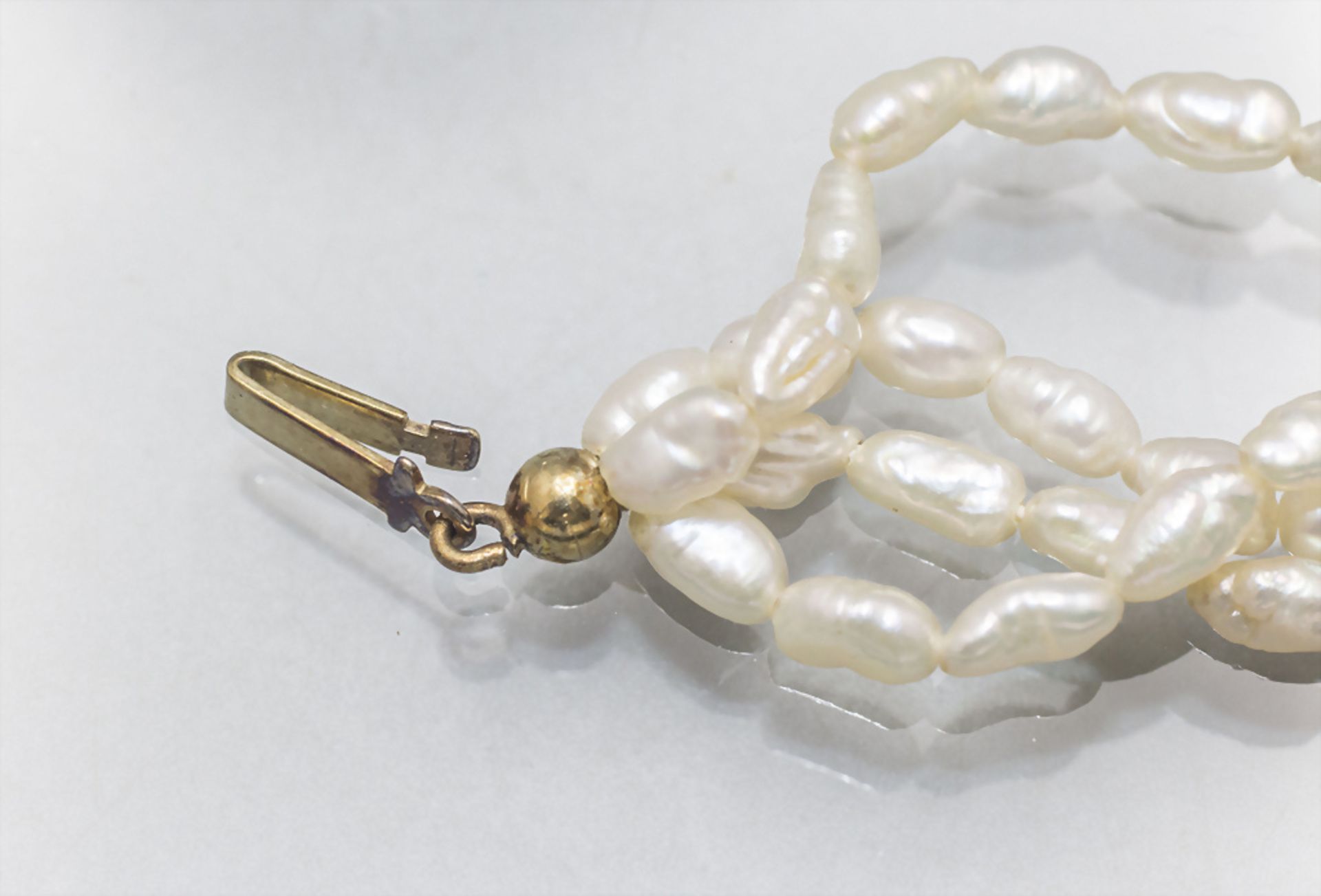 Vierreihiges Süsswasserperlen-Kollier / A four string pearl necklace with 14 ct gold closure - Bild 3 aus 3