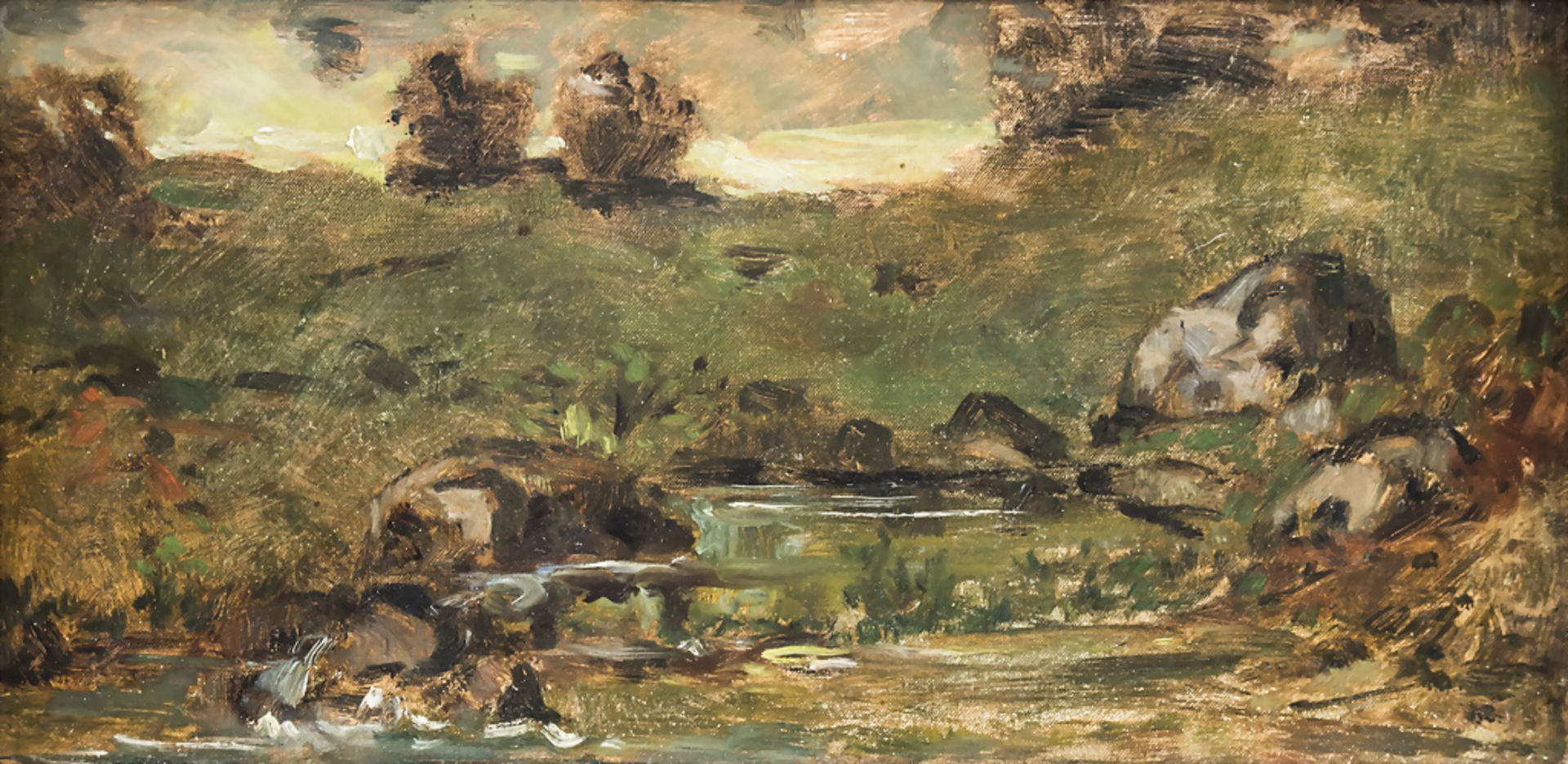 Hans THOMA (1839-1924), zugeschrieben, 'Wasserlauf in Landschaft' / attributed, 'A stream in ...