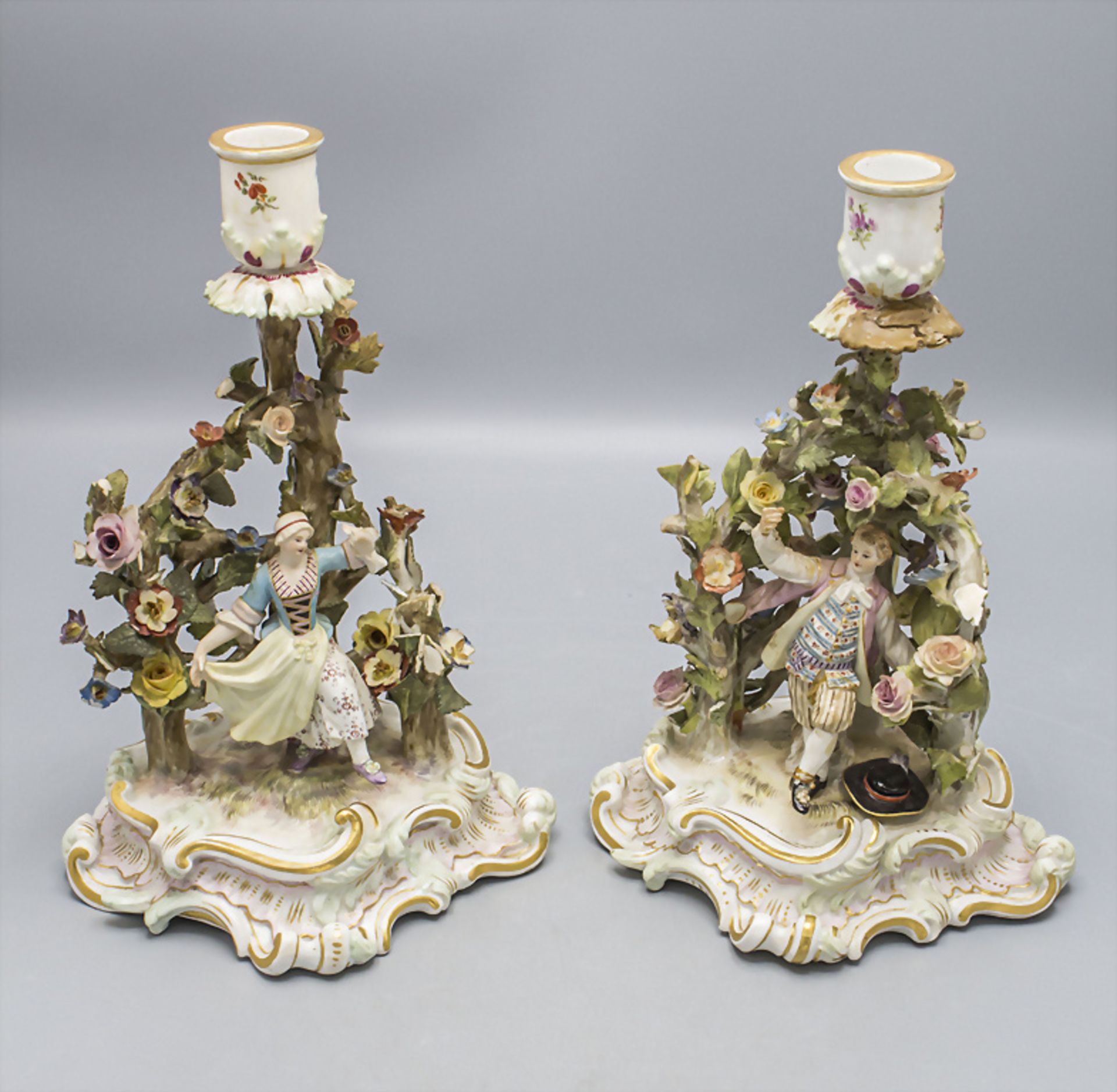 Paar figürliche Kerzenleuchter / A pair of figural candlesticks, Meissen, Mitte 19. Jh.