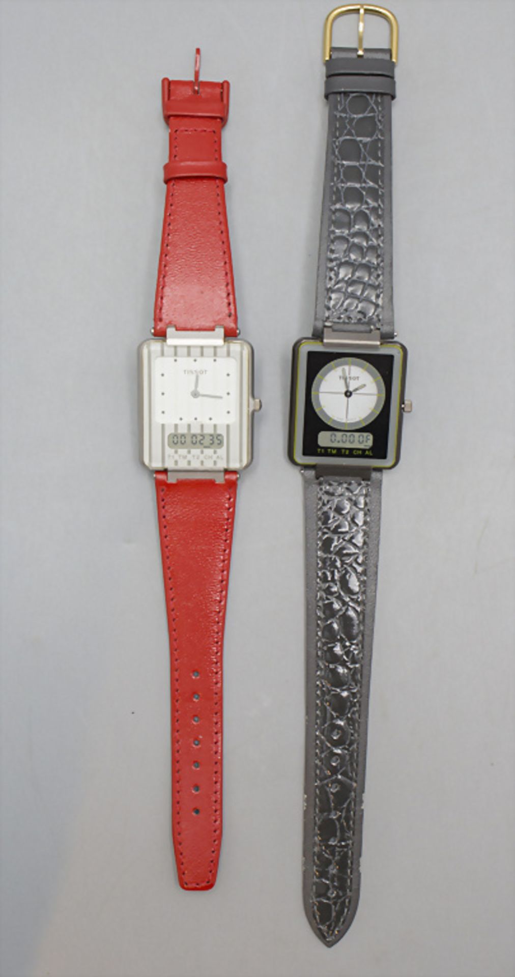 2 Armbanduhren / 2 wristwatches, 'Tissot Two-Timer, Schweiz/Swiss, um 1980 - Bild 2 aus 3