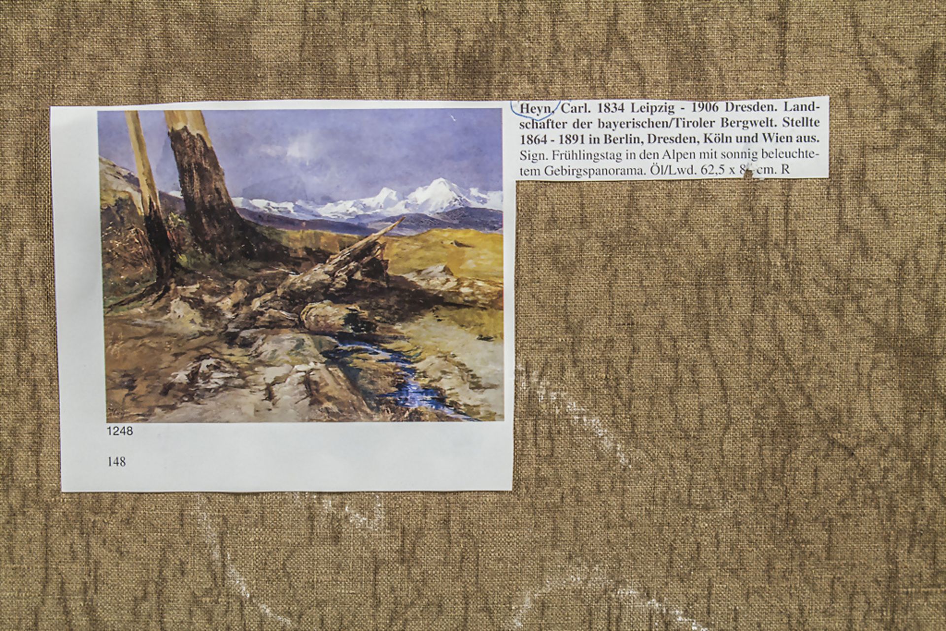 Carl HEYN (1834-1906), 'Gebirgsansicht' / 'Mountain view' - Bild 6 aus 6