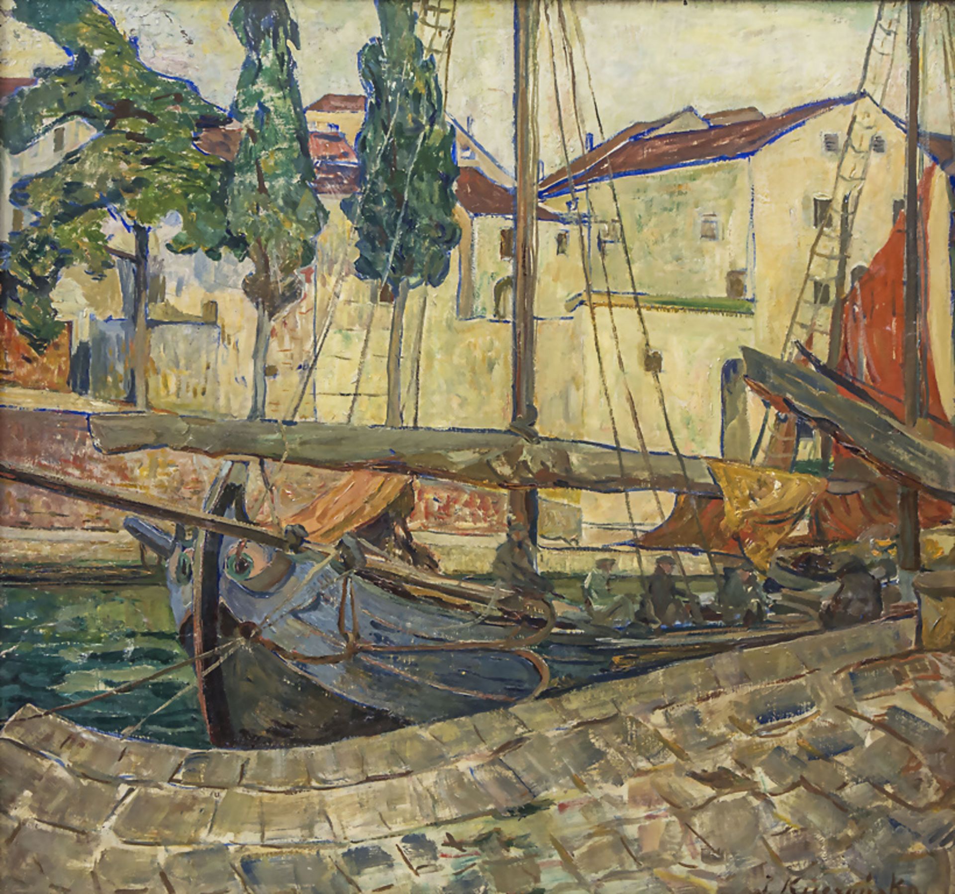 Ilka von Kuczynska-Fessler (1871-?), 'Boote im Hafen' / 'Boats at the pier', Wiener Sezession