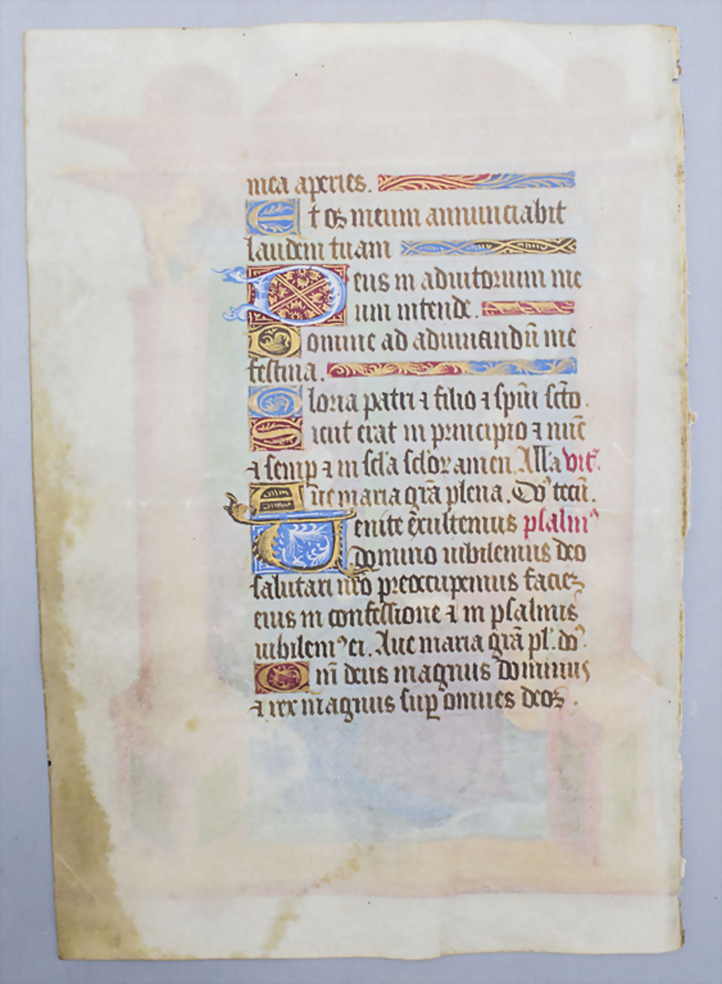 Stundenbuchblatt mit Verkündigungsszene / A book of hours sheet, wohl Frankreich, Ende 15. Jh. - Image 4 of 14