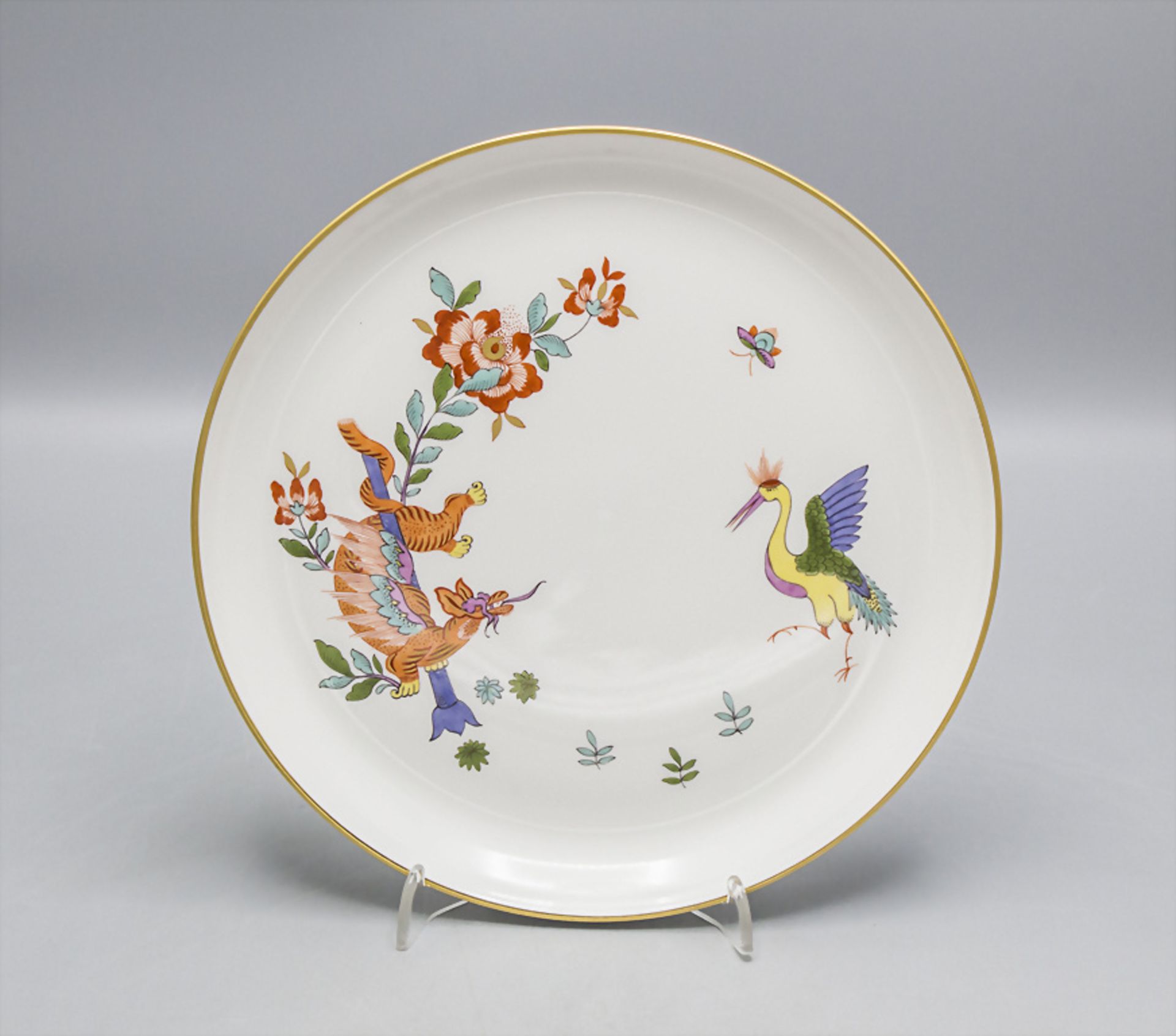 Teller 'Gelber Kranich und Tiger' / A plate 'Yellow crane and tiger', Meissen, Ende 20. Jh.