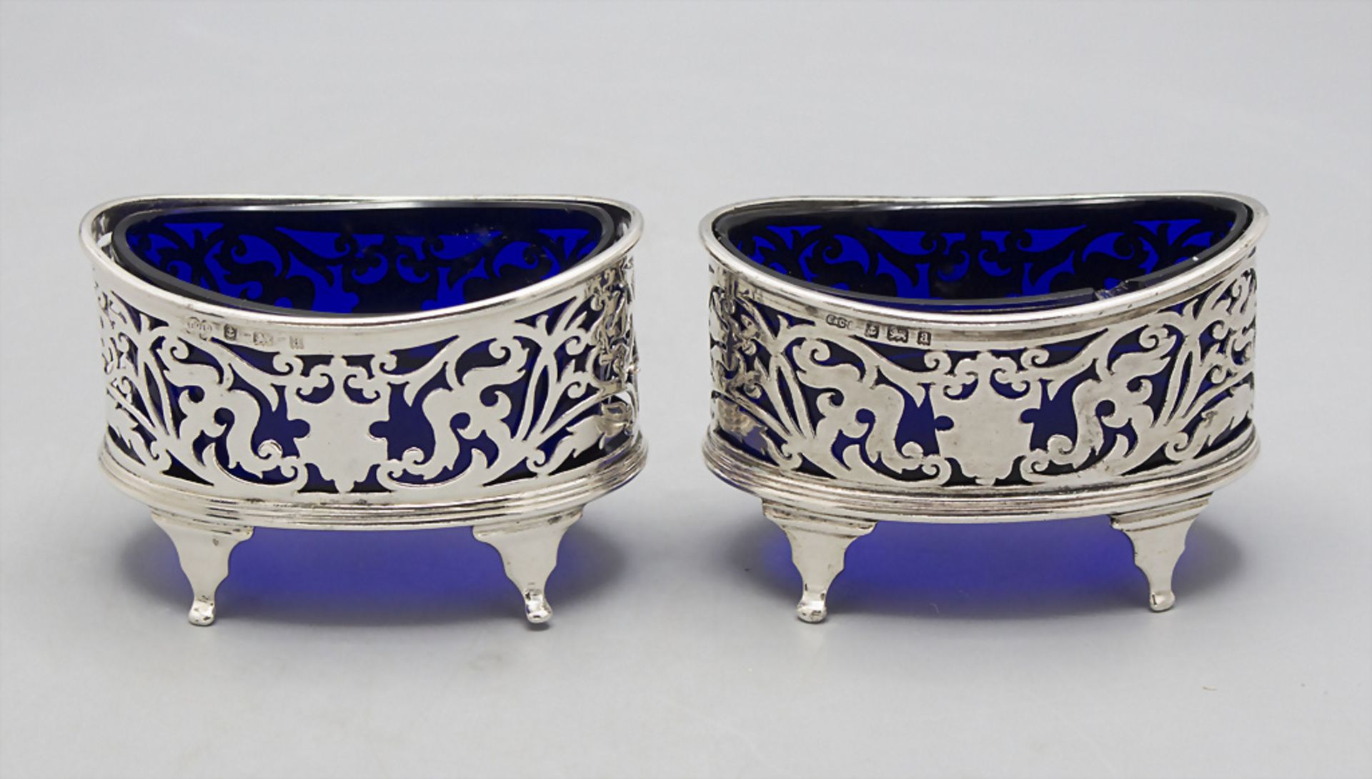 Paar Salieren / A pair of silver salt cellars, Broadway and Co., Birmingham, 1900 - Bild 3 aus 6