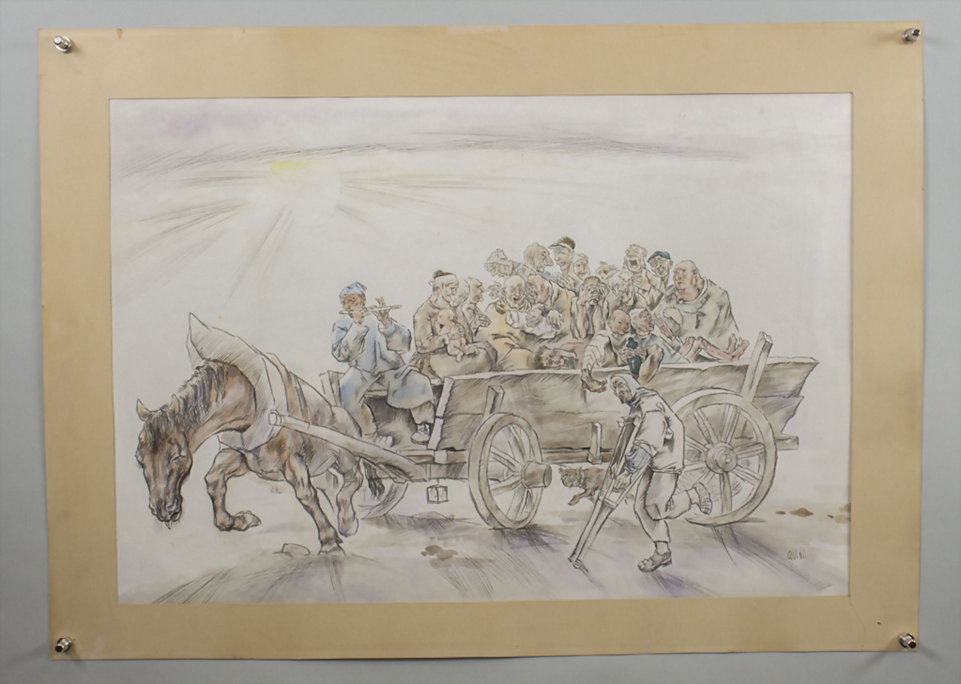 Unbekannter Künstler des 20. Jh., 'Die Invalidenausfahrt' / The excursion of the invalids, 1931 - Bild 2 aus 8