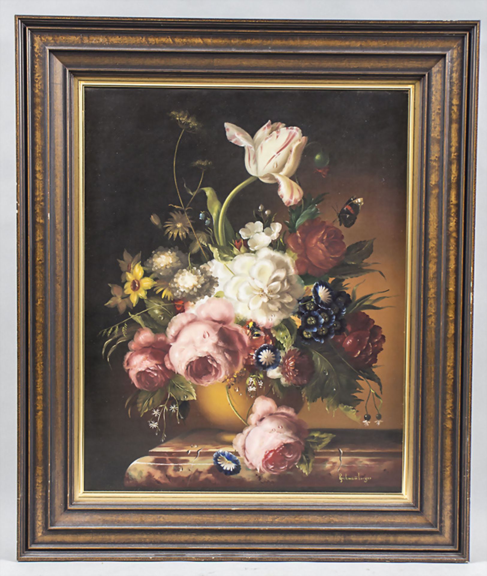 Hildegard SCHWAMMBERGER (*1950), 'Altmeisterliches Blumenbouquet' / An old master-style flower ... - Image 2 of 5