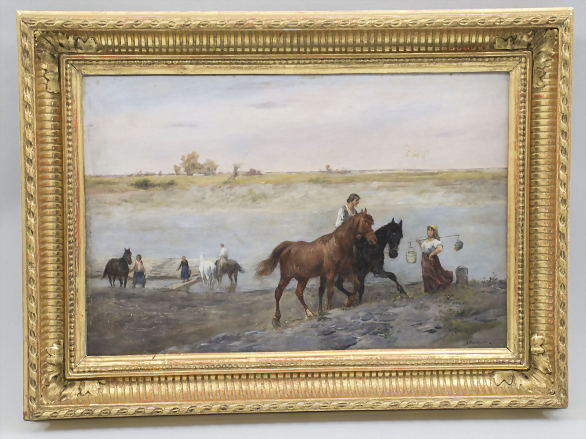 Alfred FRIEDLÄNDER (1860-1933), Ritter von Malheim, 'Uferlandschaft mit Pferden' / 'A ... - Image 2 of 7