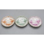 3 Butterschälchen mit Indischer Malerei / 3 butter dishes with Indian flowers, Meissen, 2. ...