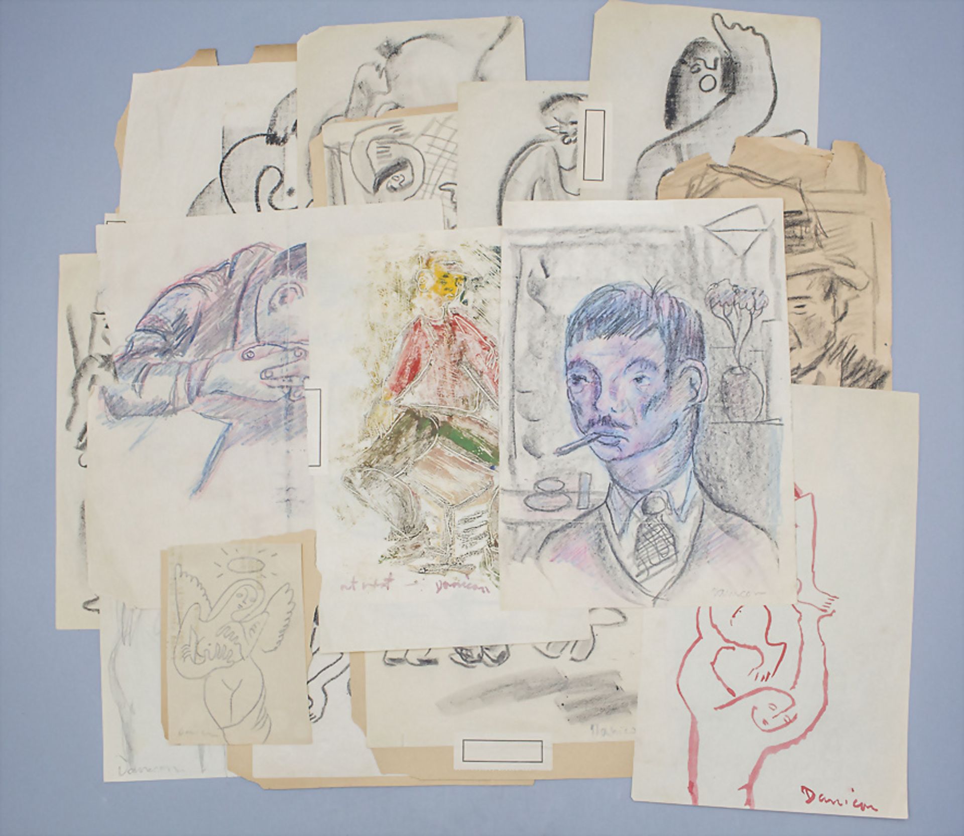 Konvolut Zeichnungen 'Künstler des Yiddischen Theaters', New York, 1930er Jahre