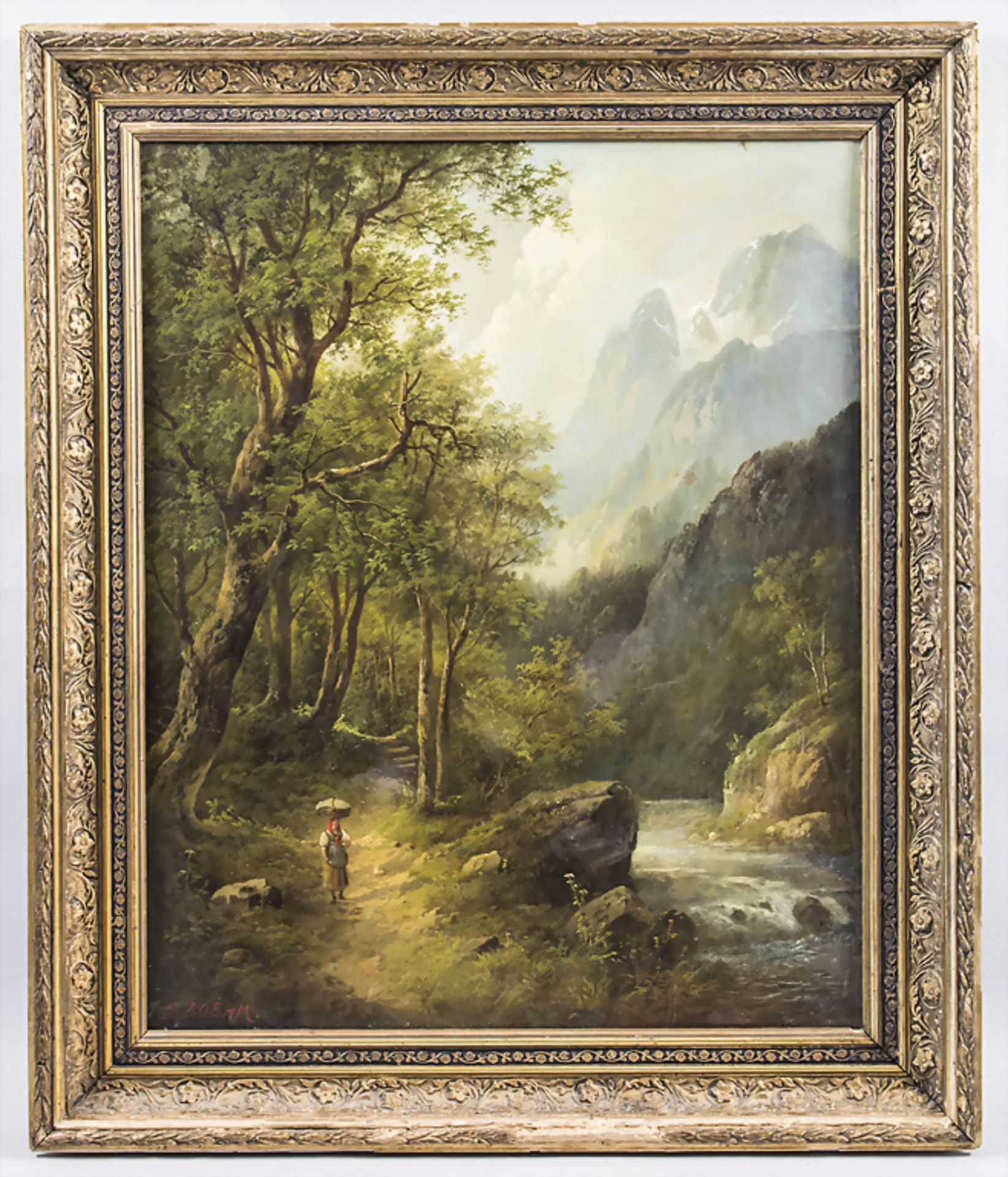 Eduard BÖHM (1830-1890), 'Waldlandschaft mit Alpenblick' / 'Forest landscape with Alps view' - Image 2 of 4