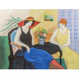 Reinier LUCASSEN (*1939), 'Zwei Damen am Tisch' / 'Two ladies at the table'