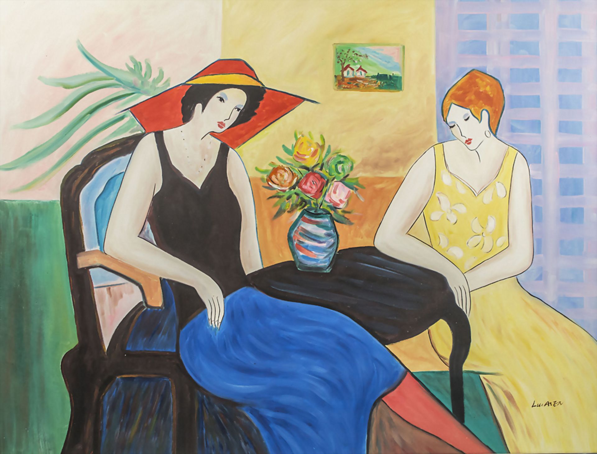 Reinier LUCASSEN (*1939), 'Zwei Damen am Tisch' / 'Two ladies at the table'