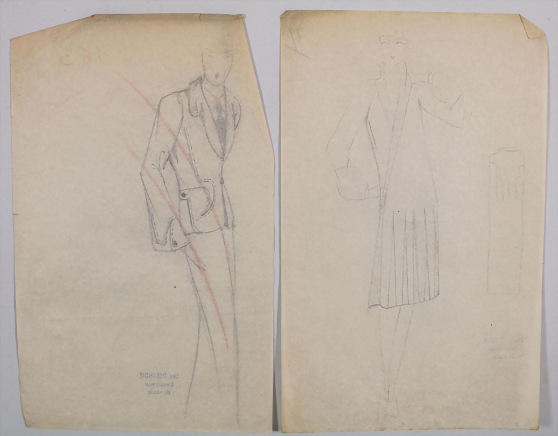 Léo TISSANDIÉ (Bessuéjouls 1888 - 1951 Paris), Konvolut Modezeichnungen, um 1930er Jahre - Bild 3 aus 4