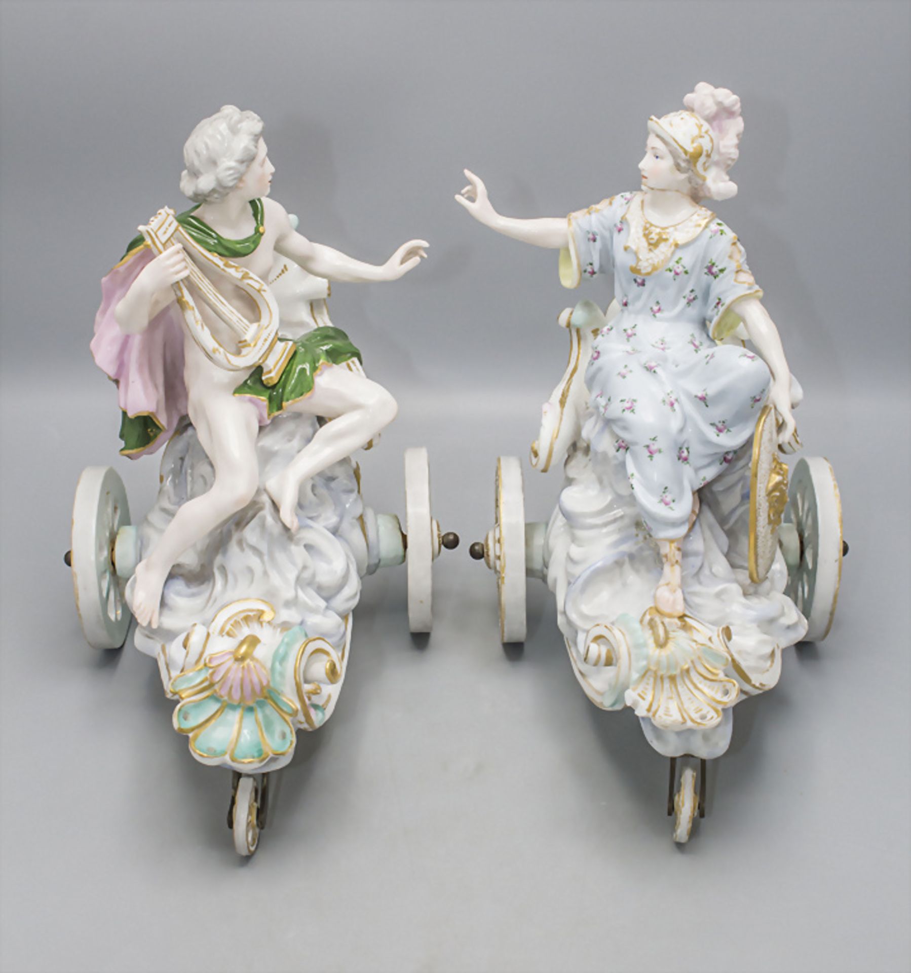Seltenes Figurenpaar auf Streitwagen / A rare figural pair on chariots, Meissen, ... - Bild 6 aus 17