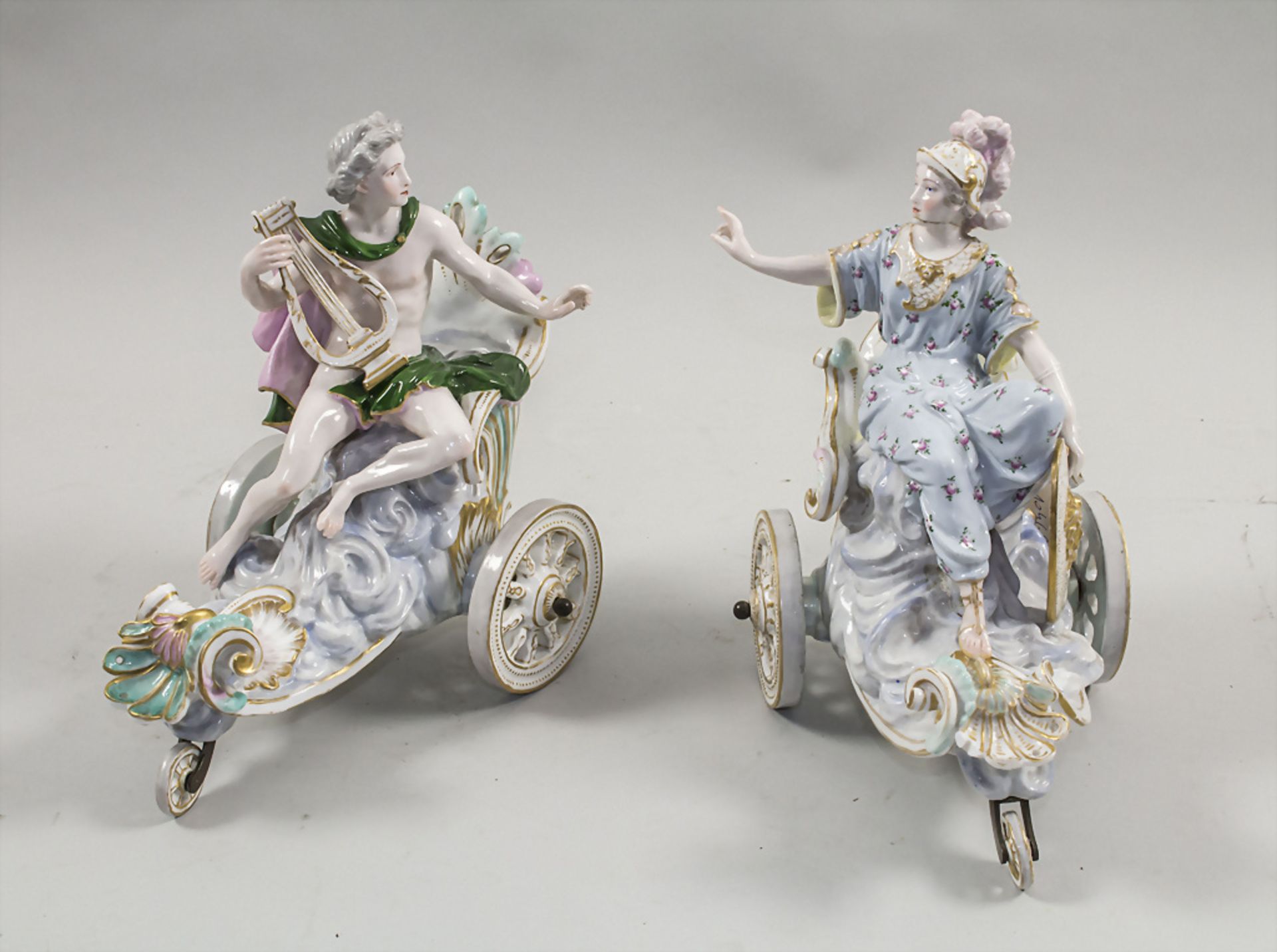 Seltenes Figurenpaar auf Streitwagen / A rare figural pair on chariots, Meissen, ... - Bild 17 aus 17