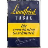 Emailschild / Werbeschild 'Landfried-Tabak', um 1950