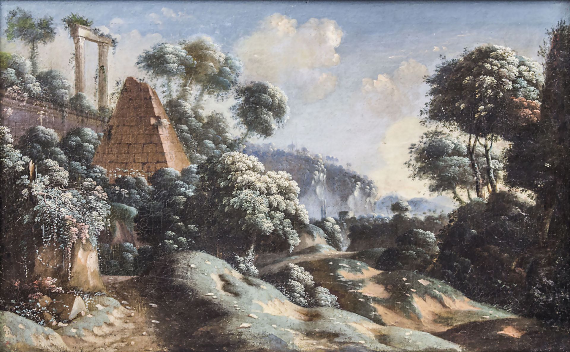 Unbekannter Künstler des 17. Jh., 'Arkadische Landschaft mit Ruinen' / 'An arcadian landscape ...