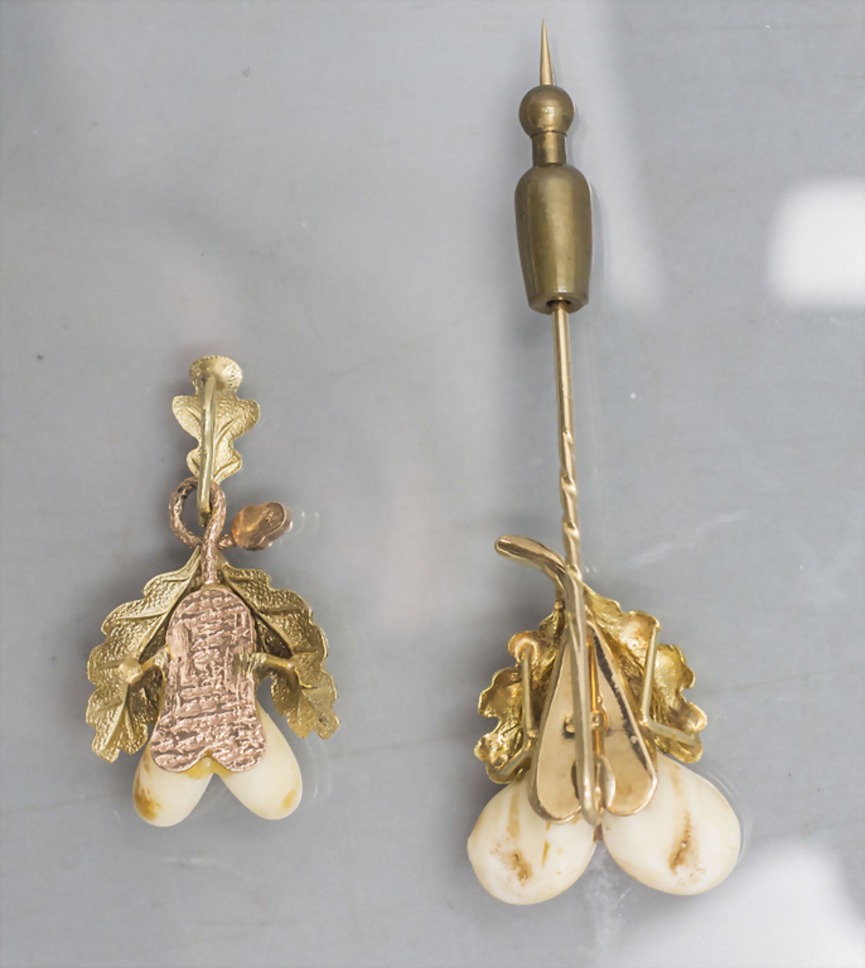 Grandelschmuck Anhänger und Brosche / 14 ct gold hunting trophies as jewellery - Image 2 of 3