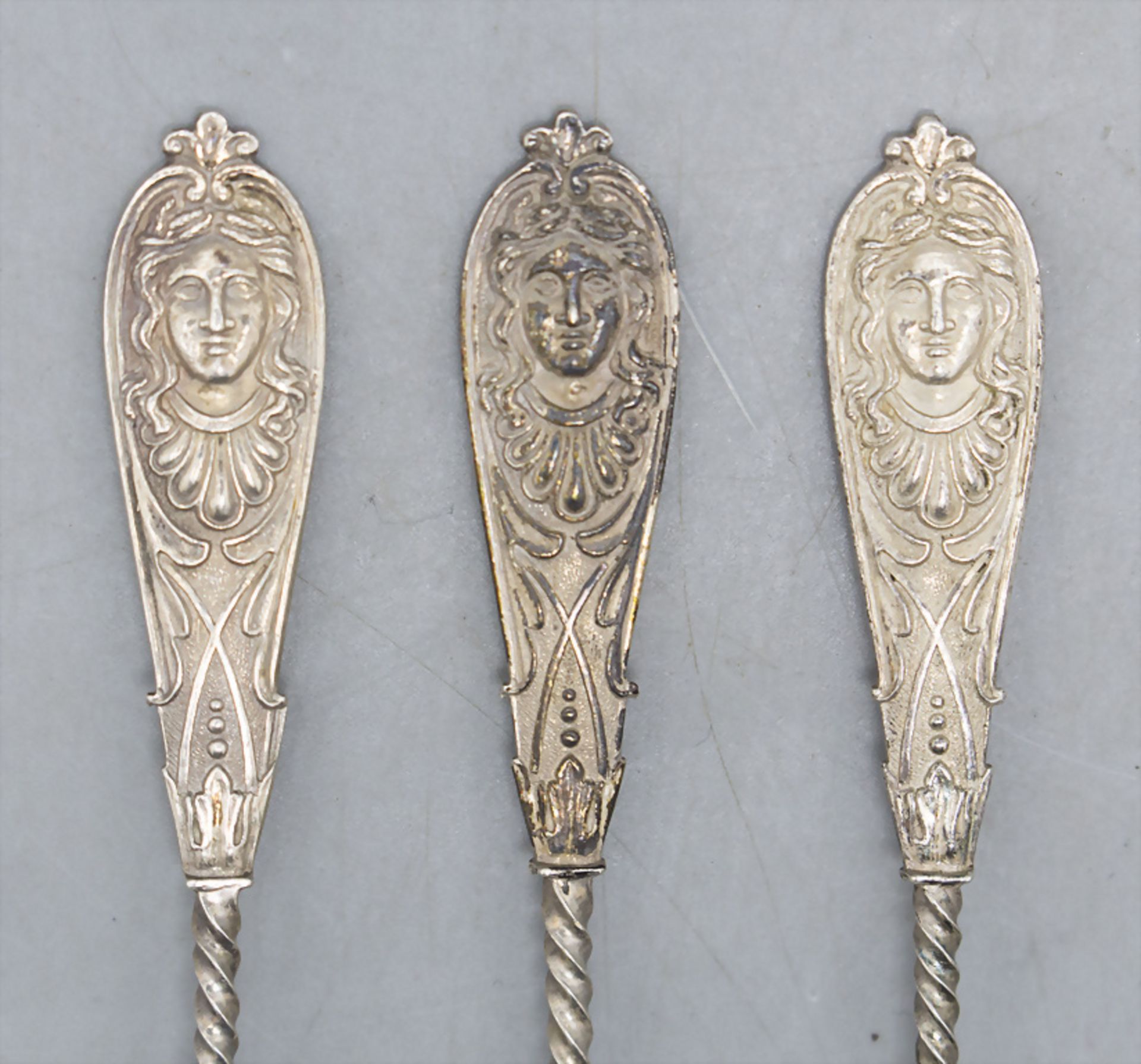 6 Mokka-Löffel / 6 silver mocha spoons, deutsch, um 1882 - Image 5 of 5