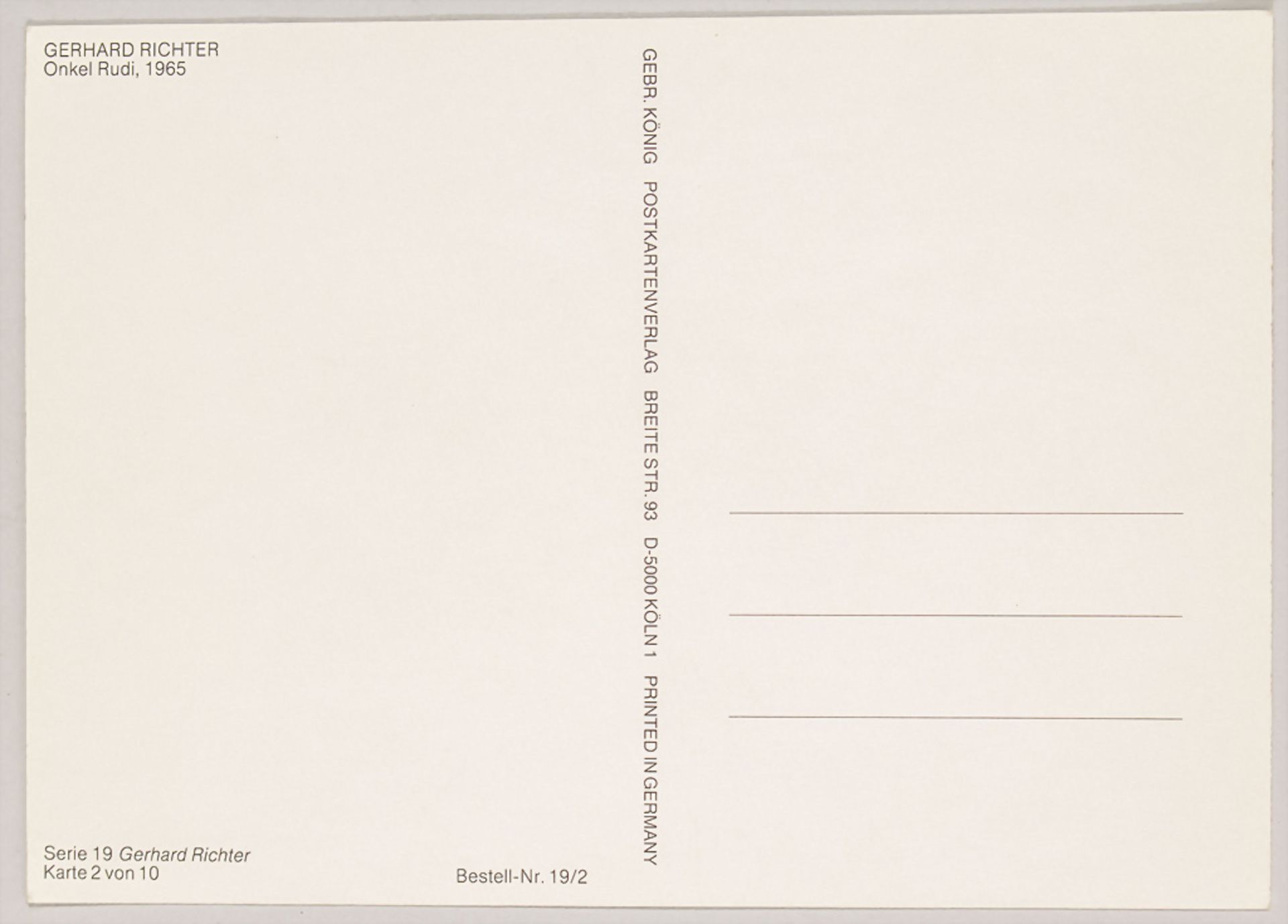 Gerhard RICHTER (*1932), Autograph auf Postkarte 'Onkel Rudi' - Bild 2 aus 2