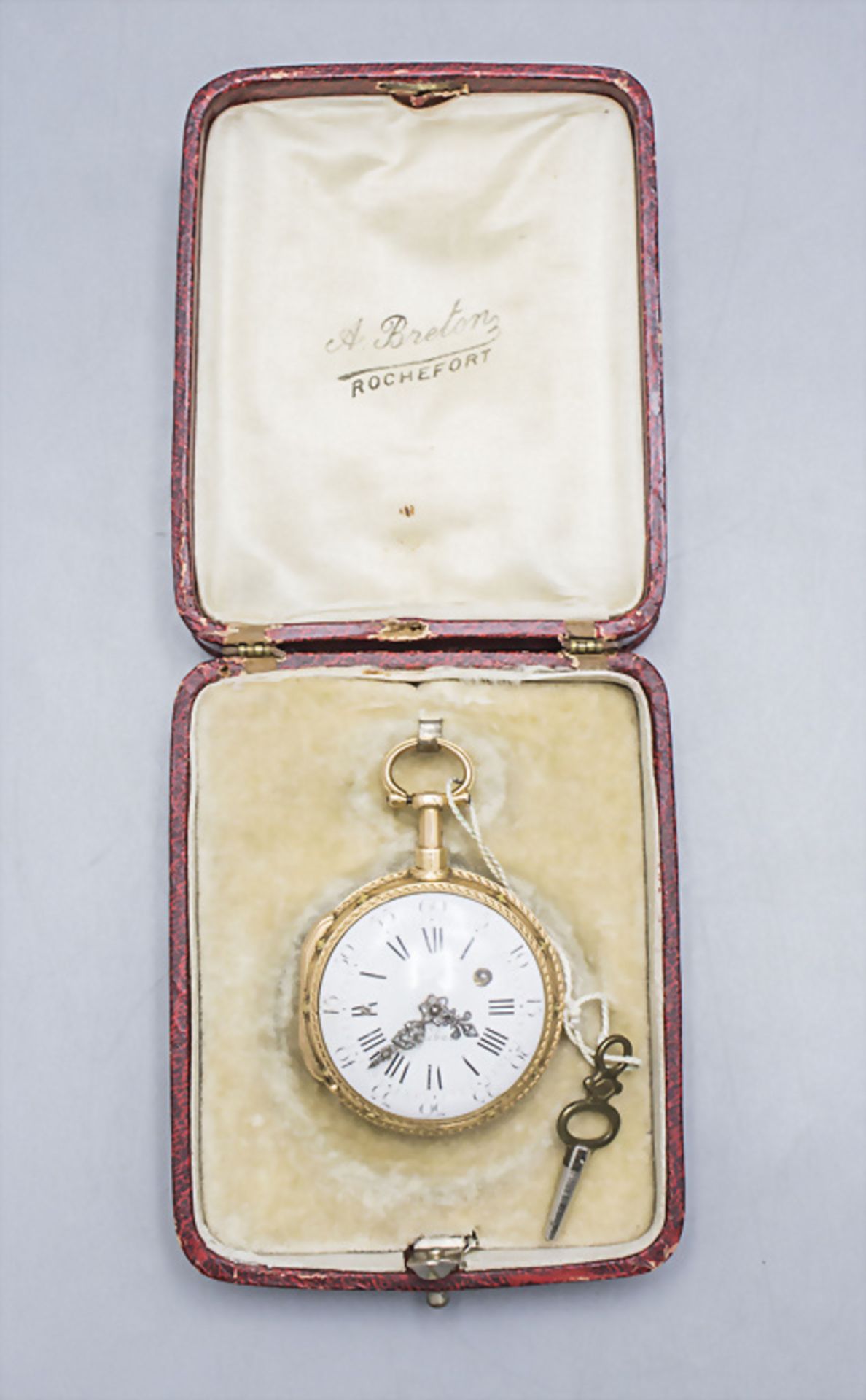 Offene Taschenuhr 1/4 Std. Repetition / A 18 ct gold open faced watch, Jean Baptiste LeFebure, ... - Image 9 of 9