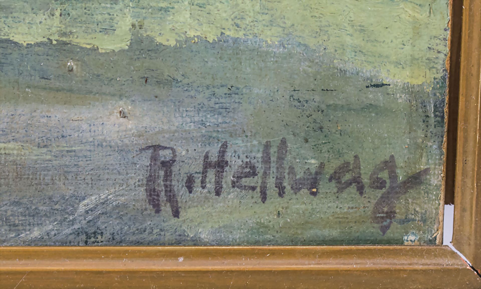 Rudolf HELLWAG (1867-1942), 'Segelboote nahe St. Maria della Salute, Venedig' / 'Sailing boats ... - Bild 3 aus 5