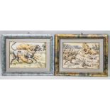Zwei Aquarelle mit afrikanischen Tieren / 2 watercolours with African animals