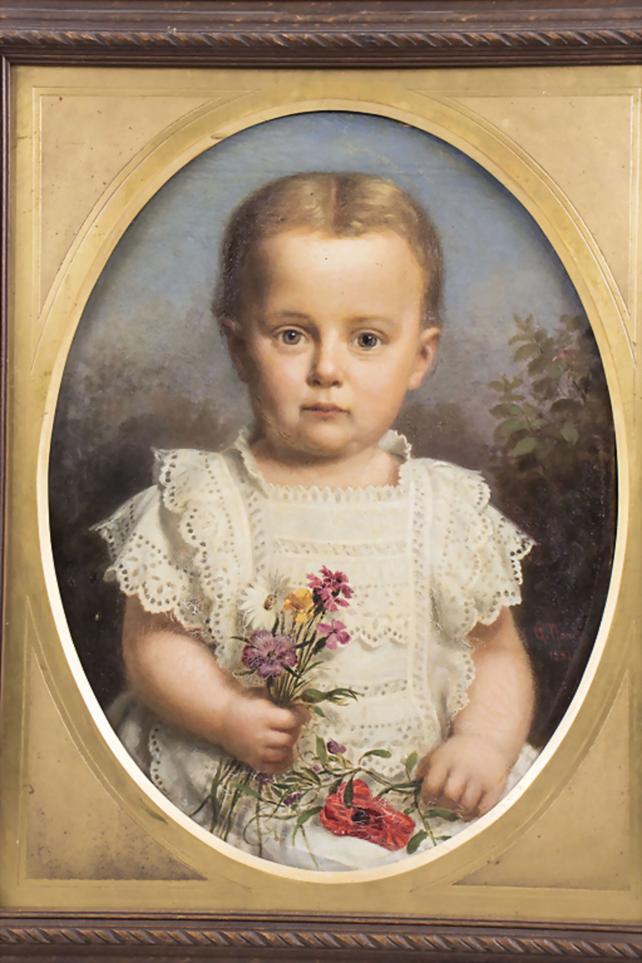 Auguste NOACK (1822-1905), 'Kinderporträt mit Wiesenblumen' / 'A child portrait with meadow ... - Image 2 of 4