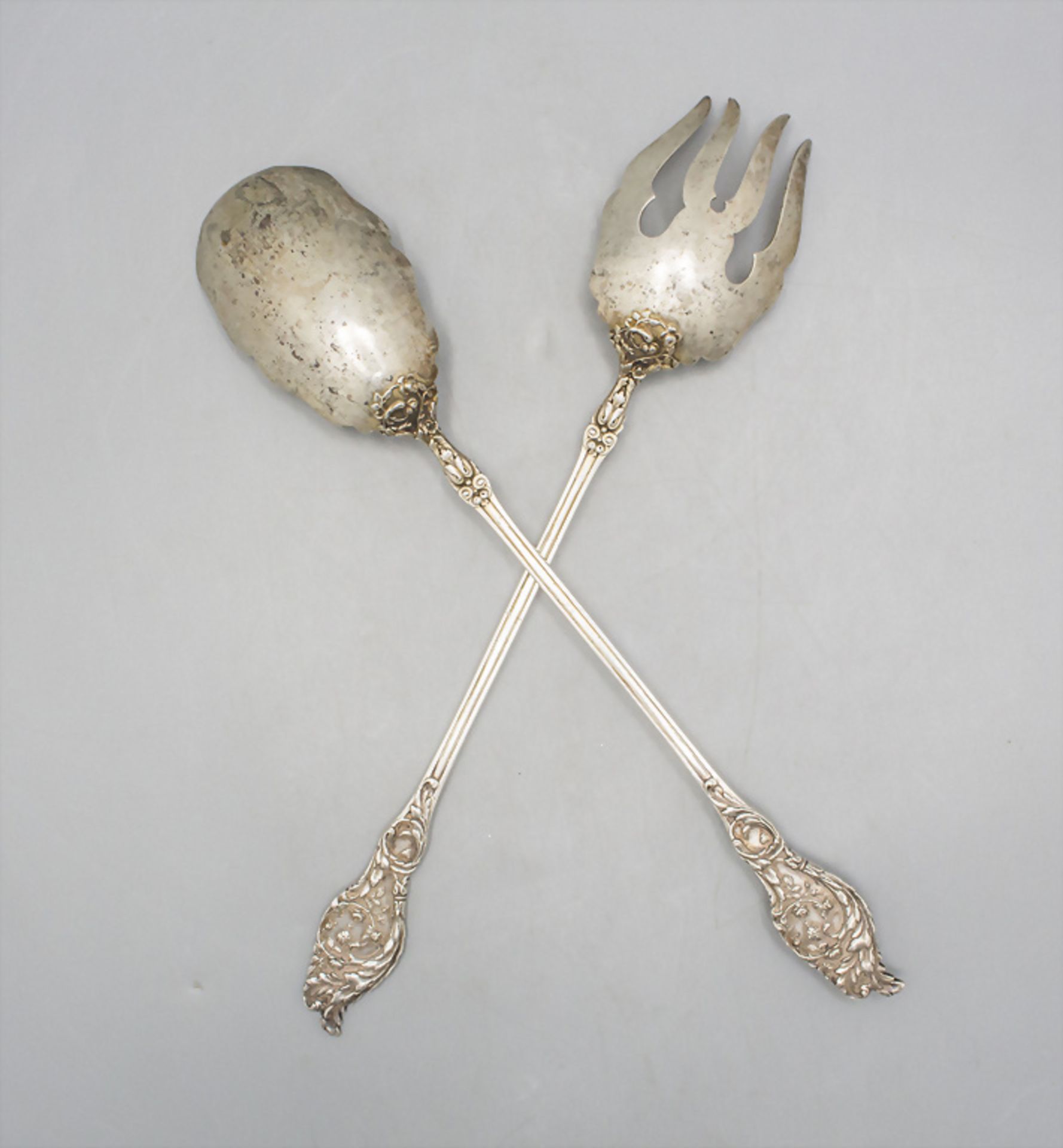 Salatbesteck / Silver salad servers / Couvert à salade en argent massif, J. Granvigne, Paris, ... - Bild 2 aus 6