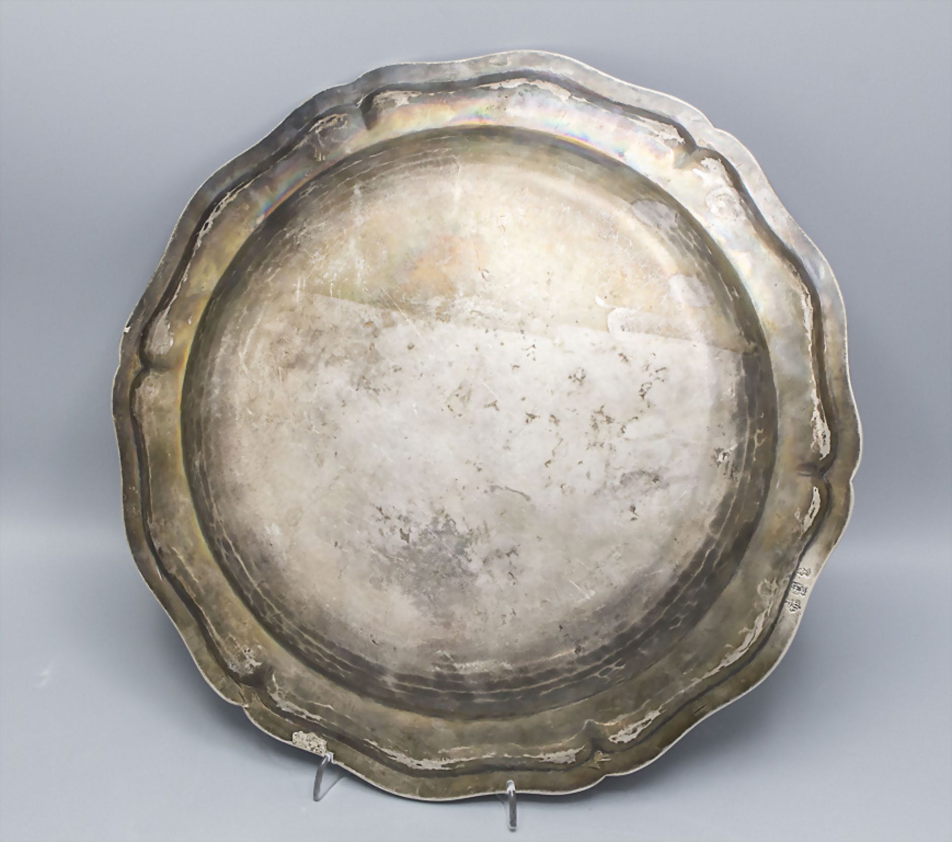 Barock Platte mit Adelswappen / A silver Baroque plate with coat of arms, Jean-Baptist Leroux, ... - Image 3 of 4