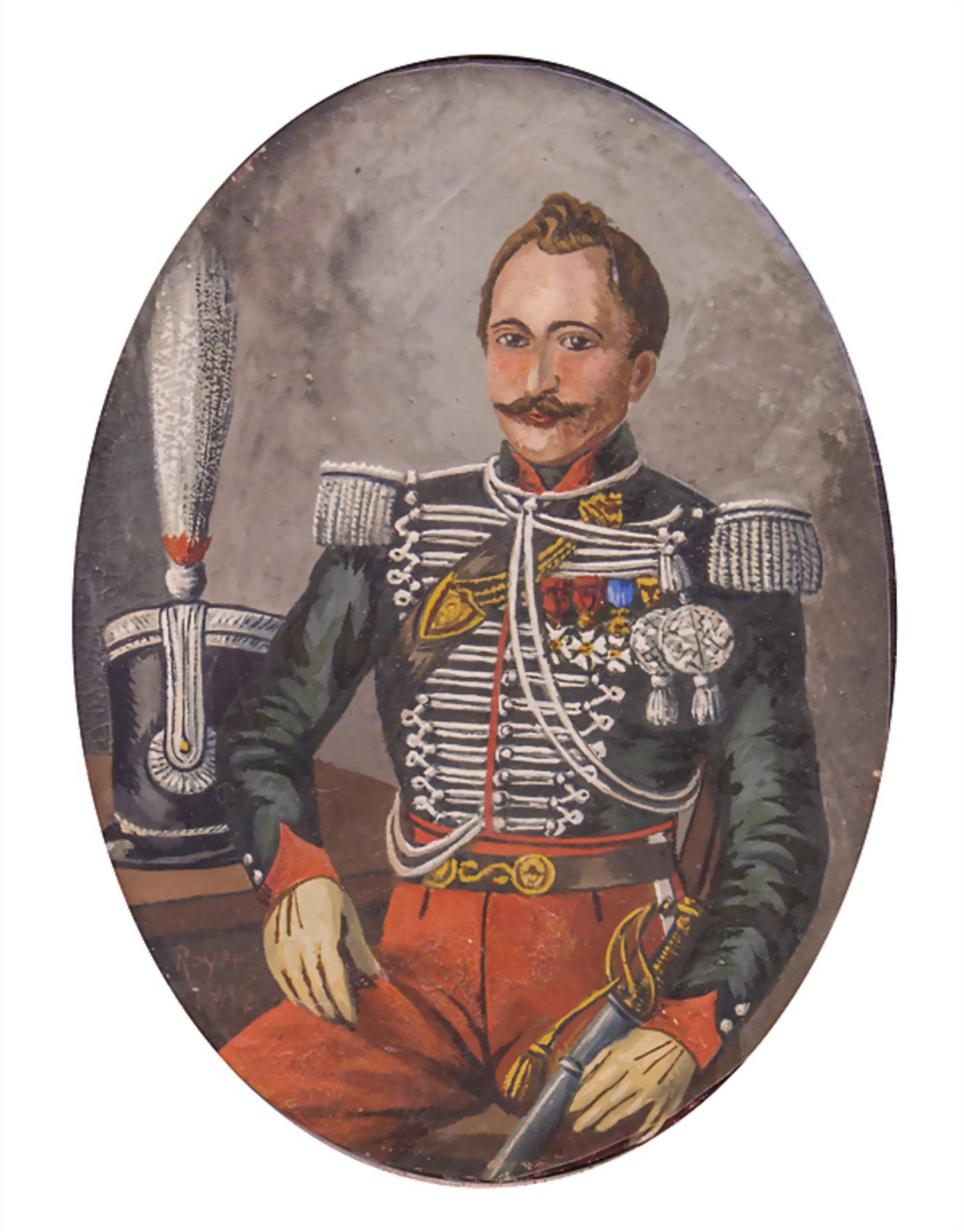 Miniatur Porträt des Eugène d'Astorg, Oberst des 6. Husaren Regiments / A miniature portrait ...