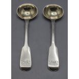 Paar Salzlöffel / A pair of Georgian silver salt spoons, James Beebe, London, 1825