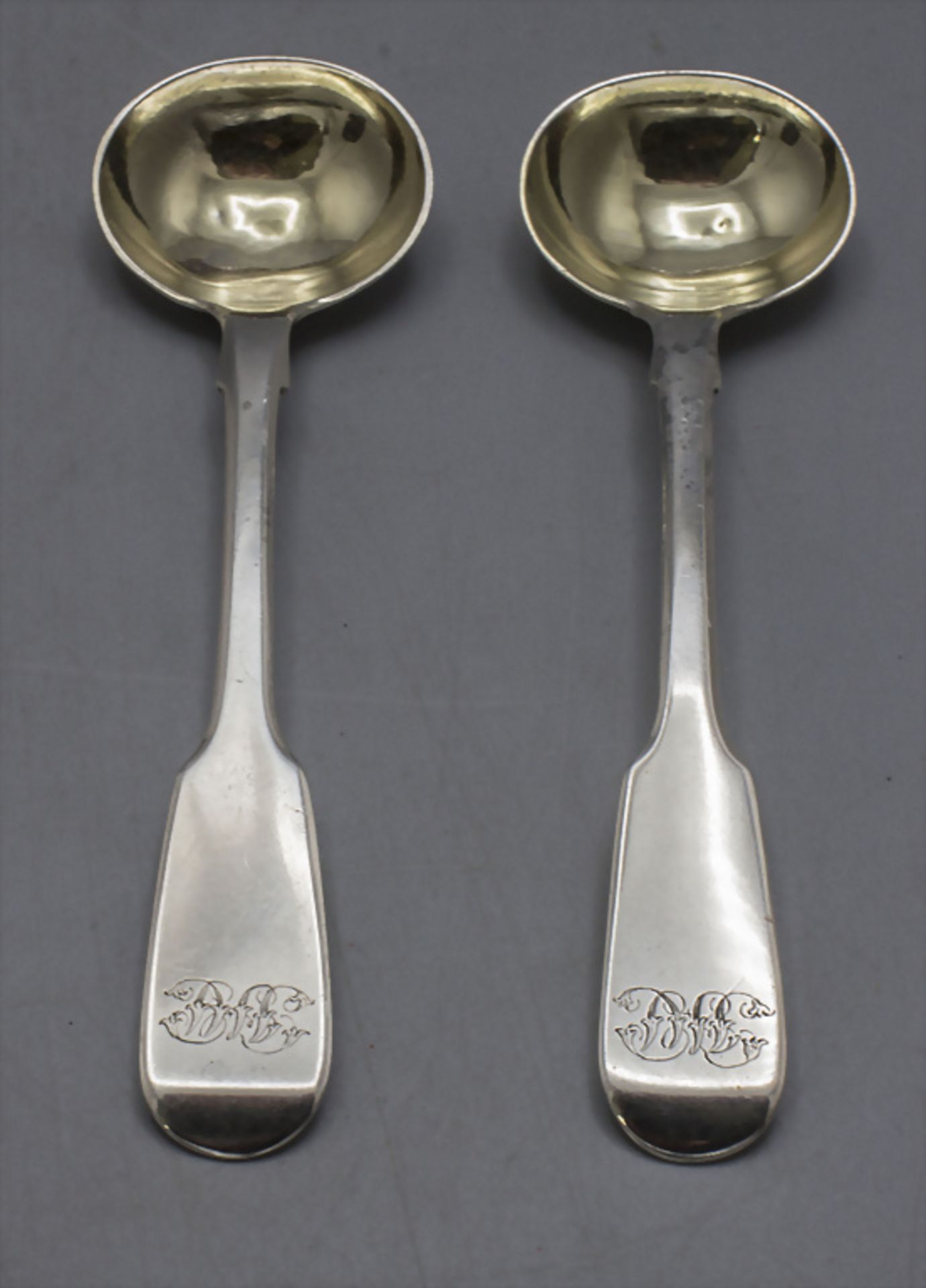 Paar Salzlöffel / A pair of Georgian silver salt spoons, James Beebe, London, 1825