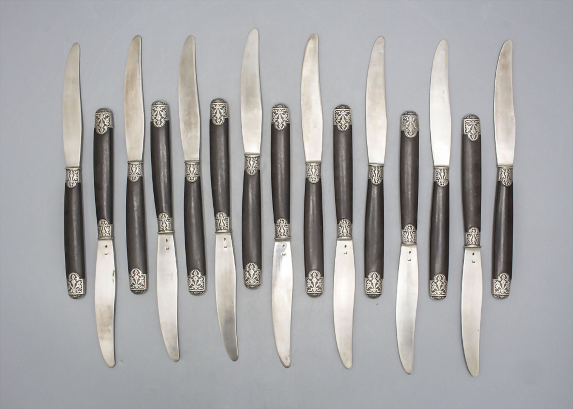 15 Obstmesser / 15 silver fruit knives, Frankreich, Paris, Mitte/Ende 19. Jh.
