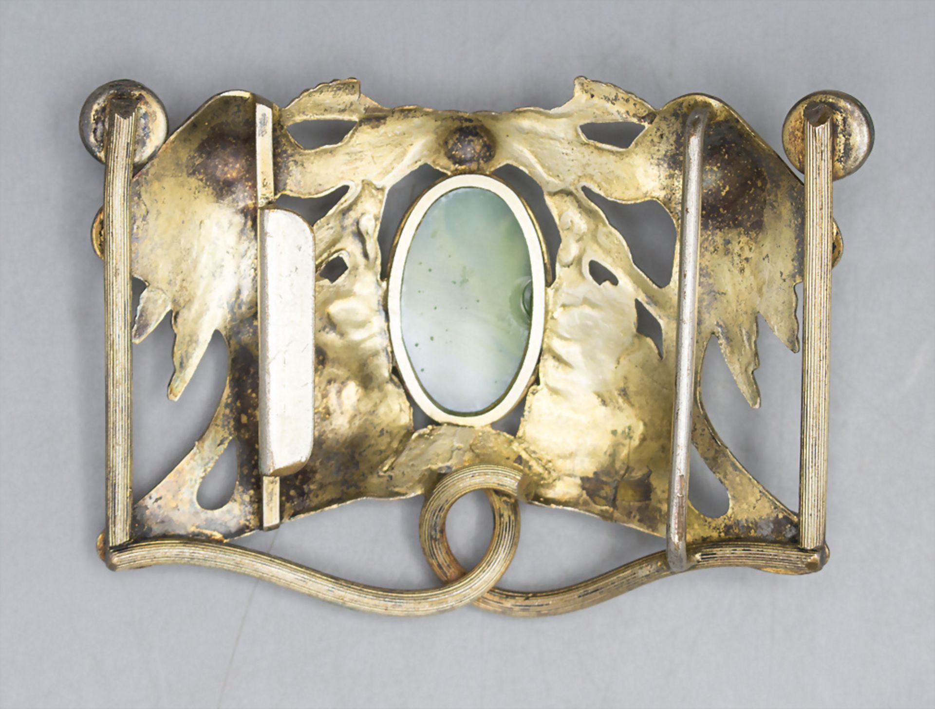 Jugendstil Gürtelschließe mit 2 Pfauen / An Art Nouveau belt buckle with 2 peacocks, deutsch, ... - Bild 2 aus 3