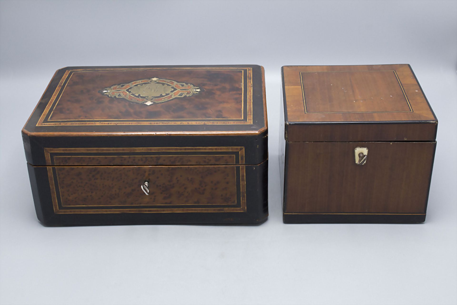 Zwei Holzschatullen / Two wooden caskets, deutsch, 19. Jh.