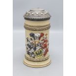 Bierkrug / A beer mug with silver lid, Villeroy & Boch, Mettlach, um 1889
