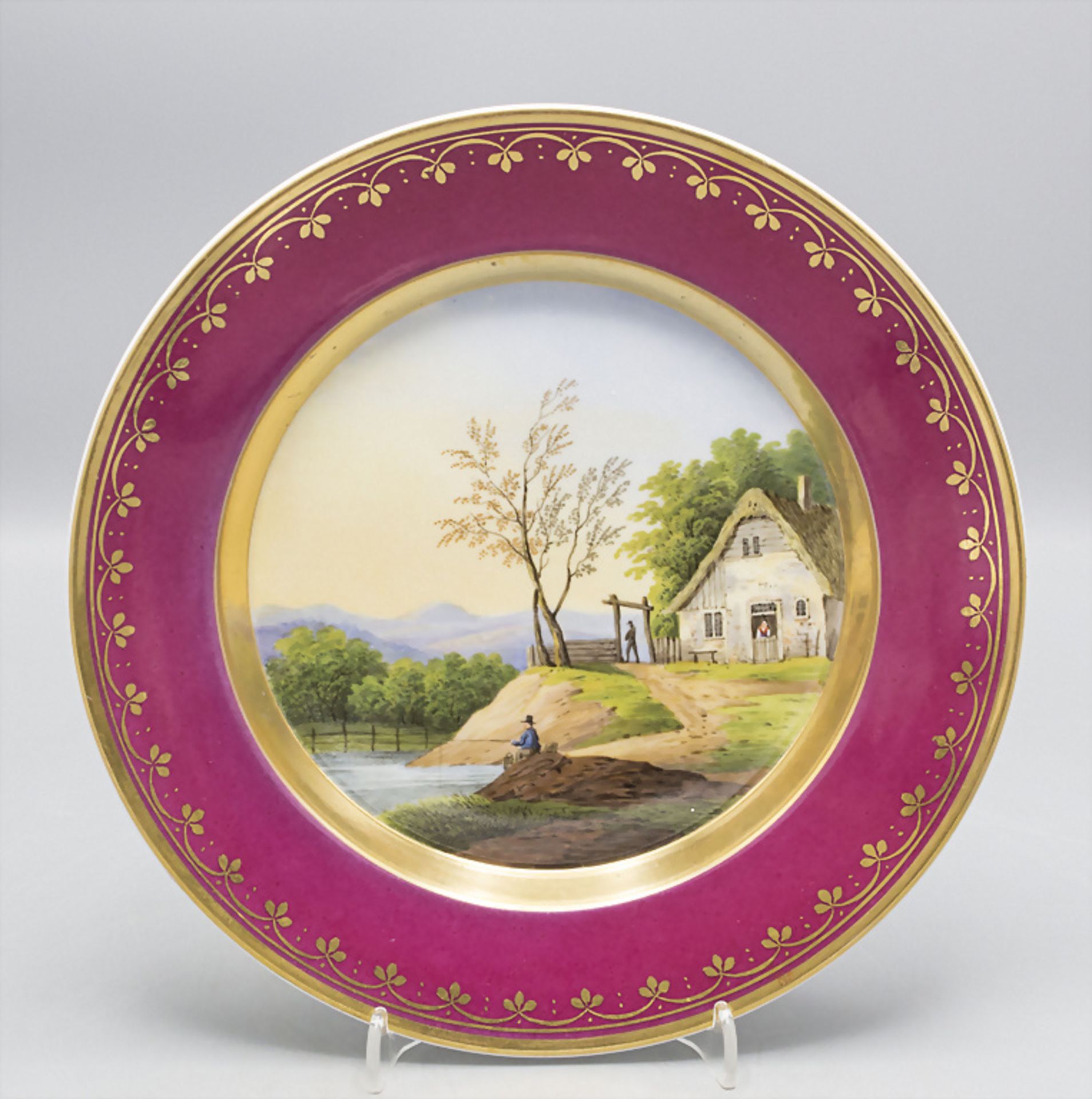 Teller mit Landschaftsmalerei / A plate with a landscape, KPM Berlin, um 1849-70