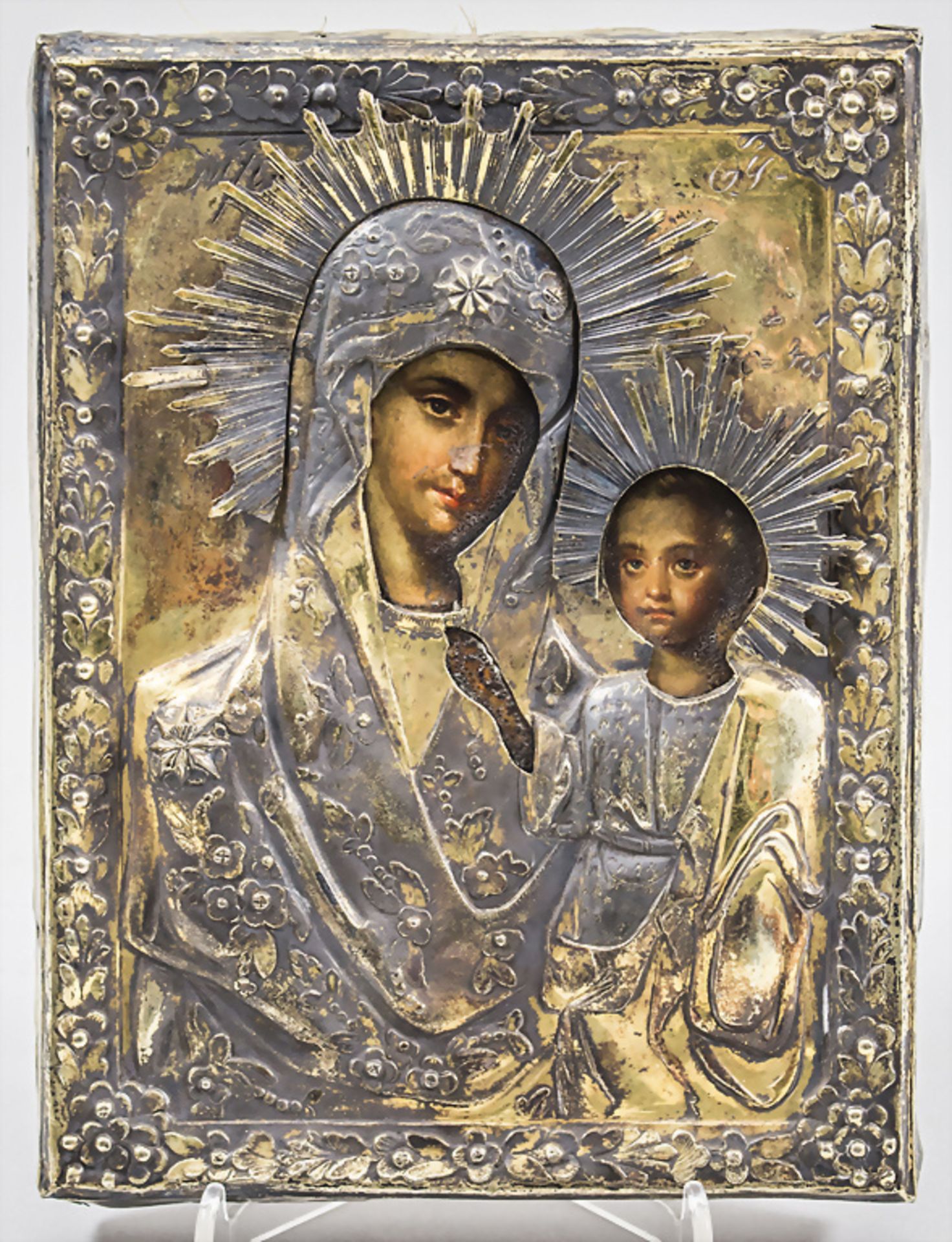 Madonnen Ikone 'Gottesmutter von Kasan' / Icon 'Mother Mary of Kasan', wohl 19. Jh.