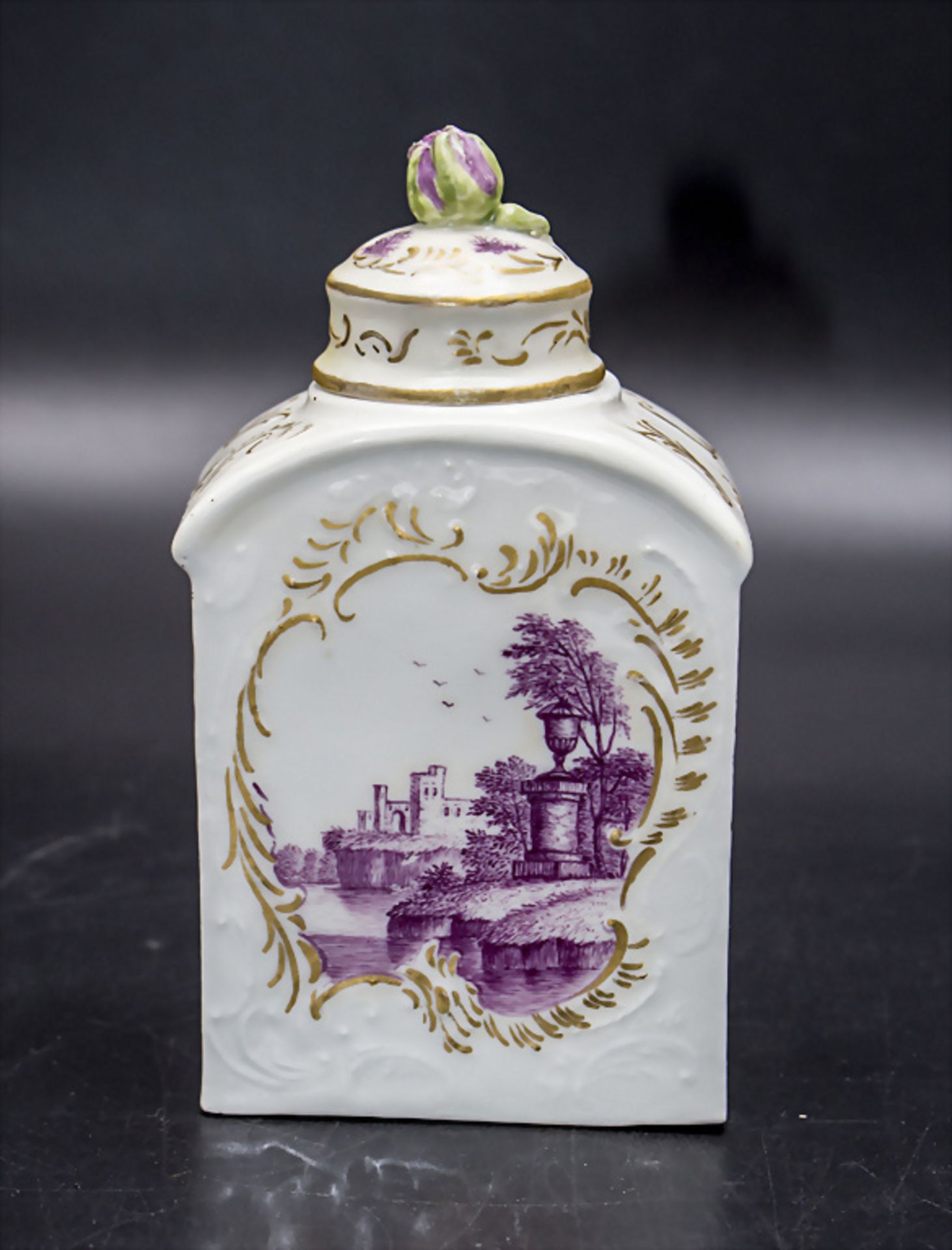 Teedose mit Landschaft / A tea caddy with a landscape, Meissen, um 1750 - Bild 3 aus 6